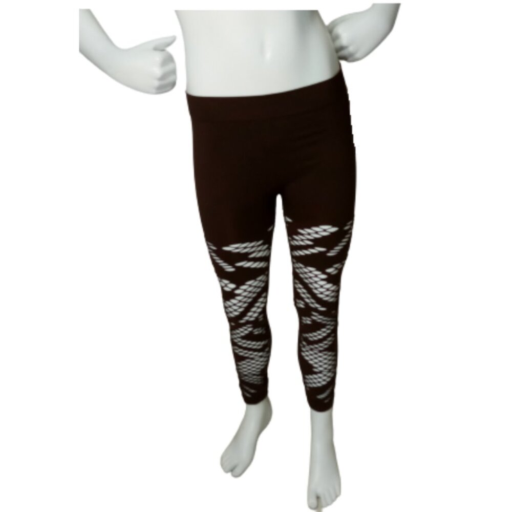 Women Brown Leggings with Slits